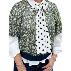 NEW VOY thistle sequin top in green